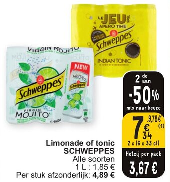 Cora Limonade of tonic SCHWEPPES aanbieding