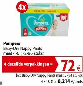 Colruyt Pampers baby-dry nappy pants maat 5 aanbieding