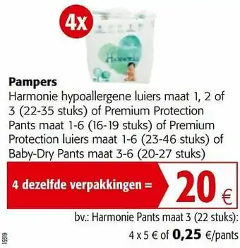 Colruyt Pampers harmonie pants maat 3 aanbieding