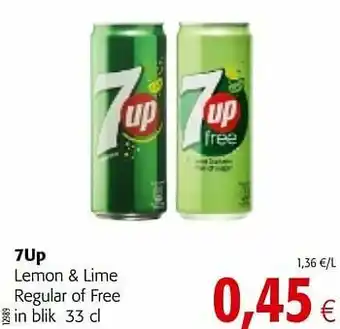 Colruyt 7up lemon + lime regular of free aanbieding
