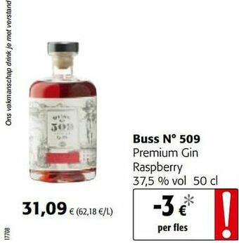 Colruyt Buss n° 509 premium gin raspberry aanbieding