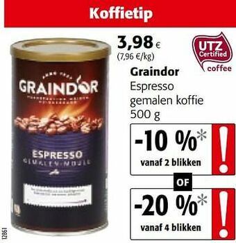 Colruyt Graindor espresso gemalen koffie aanbieding