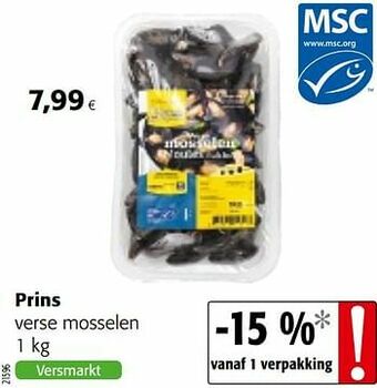 Colruyt Prins verse mosselen aanbieding