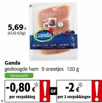 Colruyt Ganda gedroogde ham aanbieding