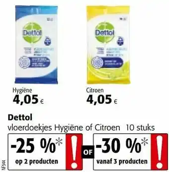 Colruyt Dettol vloerdoekjes hygiëne of citroen 1 aanbieding