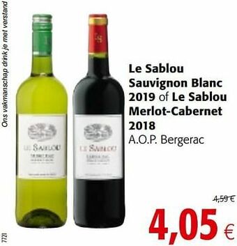 Colruyt Le sablou sauvignon blanc 2019 aanbieding