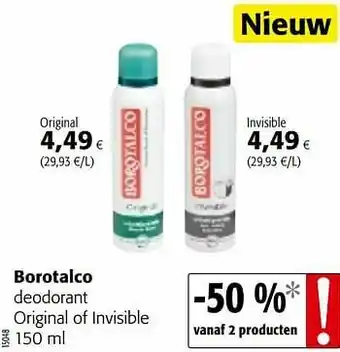 Colruyt Borotalco deodorant original of invisible aanbieding