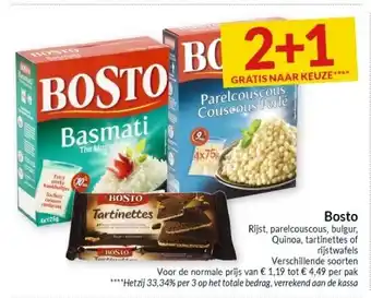 Intermarché Bosto Rijst, parelcouscous, bulgur, Quinoa, tartinettes aanbieding