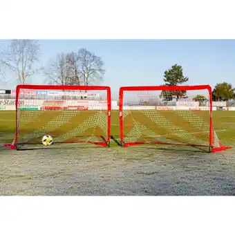 Decathlon Paar pop up doelen 1,2x0,9m - rood en wit aanbieding