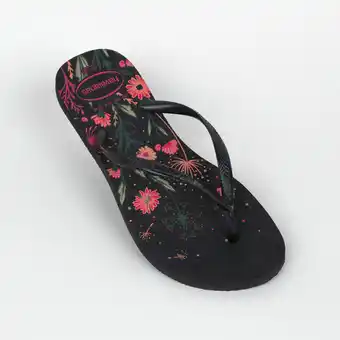 Decathlon Slippers voor dames slim floral zwart aanbieding