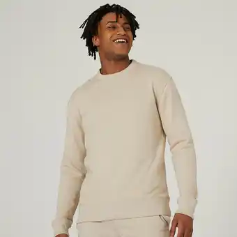 Fitness sweater voor heren crew neck 500 essentials mosterdgeel