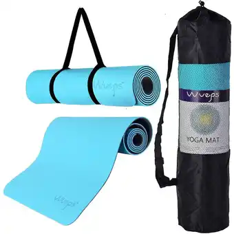 Decathlon Yoga mat zacht comfort blauw hemelsblauw 183 cm aanbieding