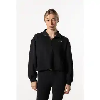 Decathlon Half zip drop shoulder crop sweatshirt voor fitness zwart aesthetic wolf aanbieding