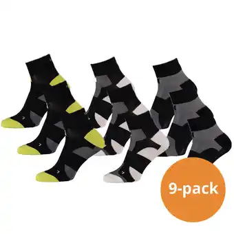 Decathlon Xtreme fietssokken quarter 9-pack multi black aanbieding