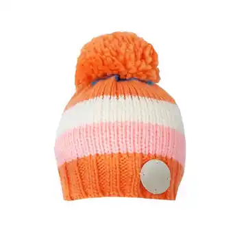 Decathlon Kleurrijke gestreepte muts met pompon aanbieding