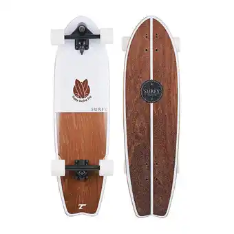 Longboard surfy 82,5 x 23,5 cm wit/bruin