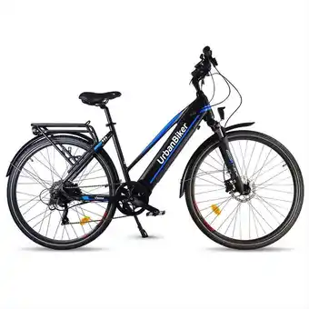 Decathlon Urbanbiker viena 23, elektrische trekking fiets, 28¨, blauw, accu 720wh, unisex aanbieding