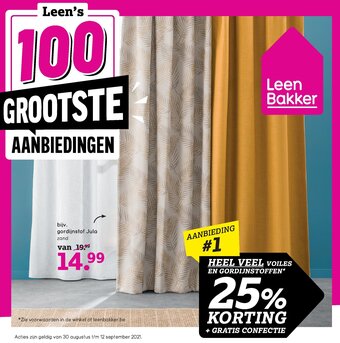 Leen Bakker Bijv, Gordijnstof Jula zand aanbieding