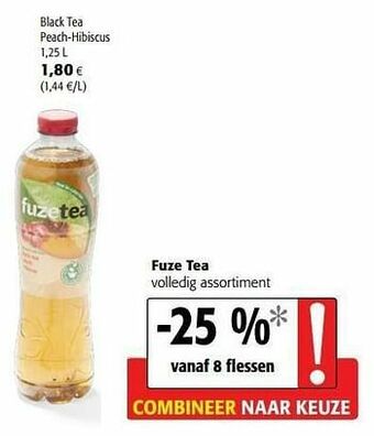 Colruyt Fuze tea black tea peach-hibiscus aanbieding