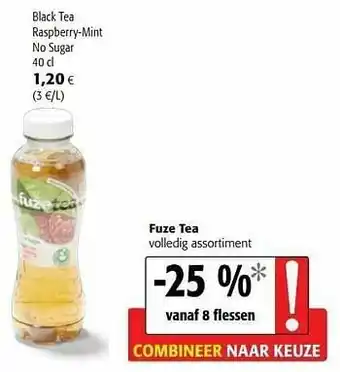 Colruyt Fuze tea black tea raspberry-mint no sugar aanbieding