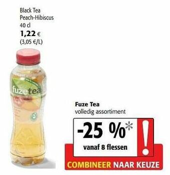 Colruyt Fuze tea black tea peach-hibiscus aanbieding