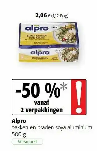 Alpro bakken en braden soya aluminium
