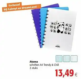 Colruyt Atoma schriften a4 trendy + chill aanbieding
