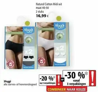 Colruyt Sloggi natural cotton midi wit aanbieding