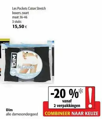 Dim les pockets coton stretch boxers zwart
