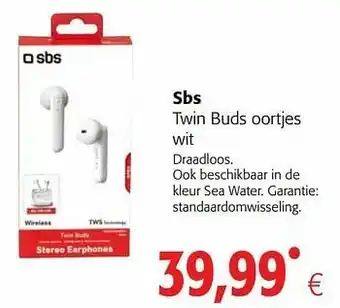 Colruyt Sbs twin buds oortjes wit aanbieding