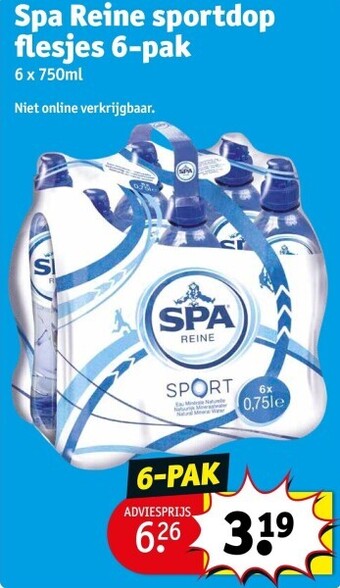 Kruidvat Spa reine sportdop flesjes 6-pak aanbieding