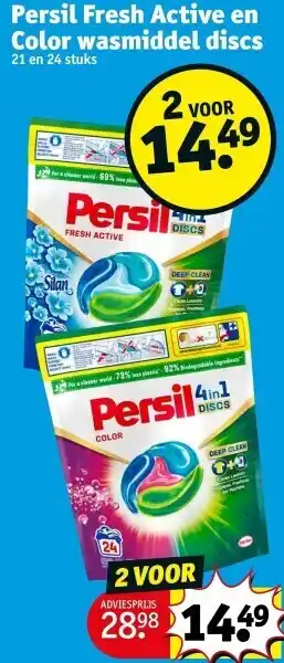 Kruidvat Persil fresh active en color wasmiddel discs aanbieding