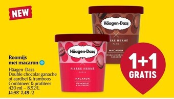 Delhaize Roomijs met macaron aanbieding