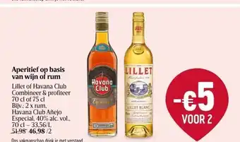Delhaize Aperitief op basis van wijn of rum aanbieding