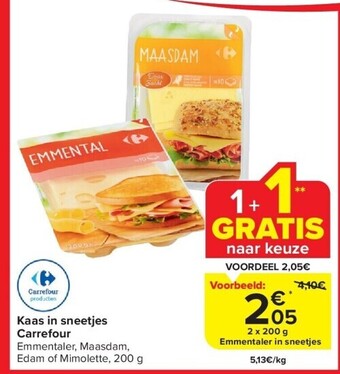 Carrefour Kaas in sneetjes carrefour aanbieding