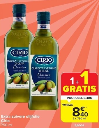 Carrefour Extra zuivere olijfolie cirio aanbieding