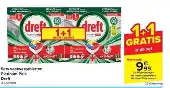 Carrefour Sets vaatwastabletten platinum plus dreft aanbieding