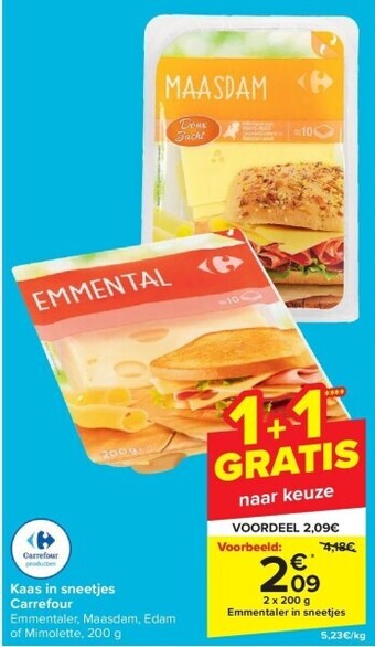 Carrefour Kaas in sneetjes carrefour aanbieding
