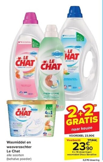 Carrefour Wasmiddel en wasverzachter le chat aanbieding