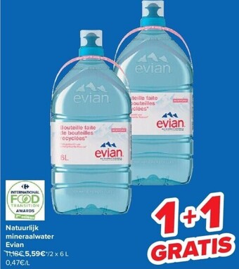 Carrefour Natuurlijk mineraalwater evian aanbieding