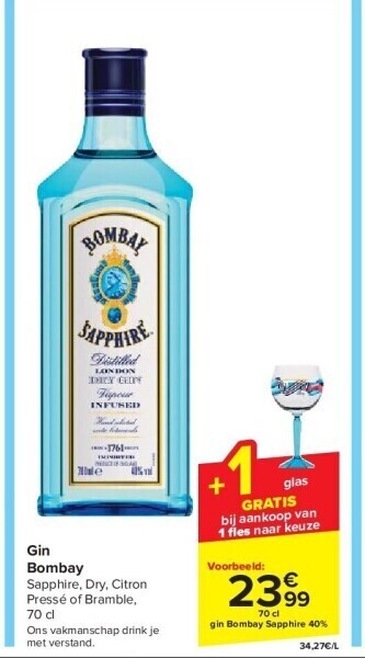 Carrefour Gin bombay aanbieding