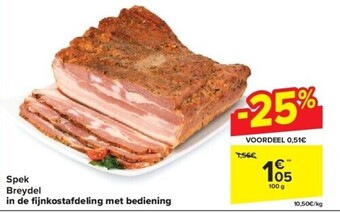 Carrefour Spek breydel in de fi jnkostafdeling met bediening aanbieding