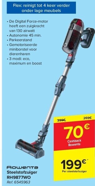 Carrefour Steelstofzuiger rh9877wo aanbieding