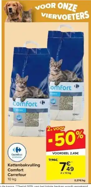 Carrefour Kattenbakvulling comfort carrefour 10 kg aanbieding