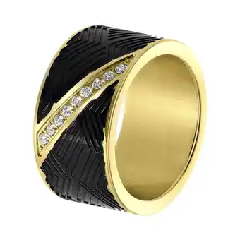 Bol.com Lucardi heren goldplated ring met zirkonia - ring - cadeau - staal - goudkleurig aanbieding