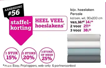 Leen Bakker Bijv. Hoeslaken Percale aanbieding