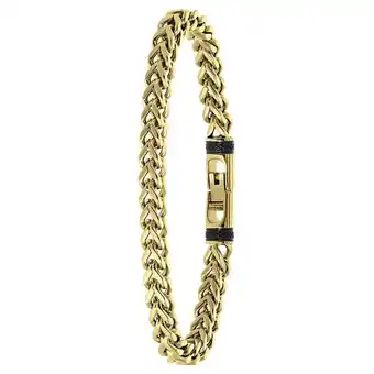 Bol.com Lucardi heren goldplated armband breed met gourmetschakel - staal - armband - cadeau - 19 cm - goudkleurig aanbieding