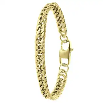 Bol.com Lucardi heren goldplated armband met gourmetschakel - staal - armband - cadeau - 21 cm - goudkleurig aanbieding