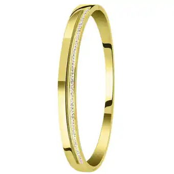 Lucardi - dames armband bangle wit kristal - staal - armband - cadeau - stijlvol - zilverkleurig