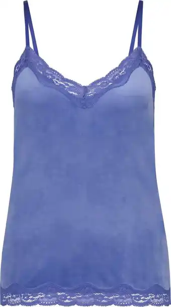 Bol.com Hunkemöller dames nachtmode cami top velours lace - blauw - maat xl aanbieding